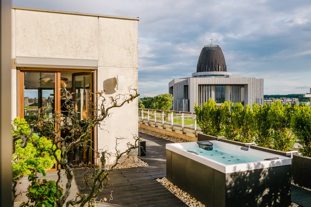Frame from a penthouse with a terrace and hot tub