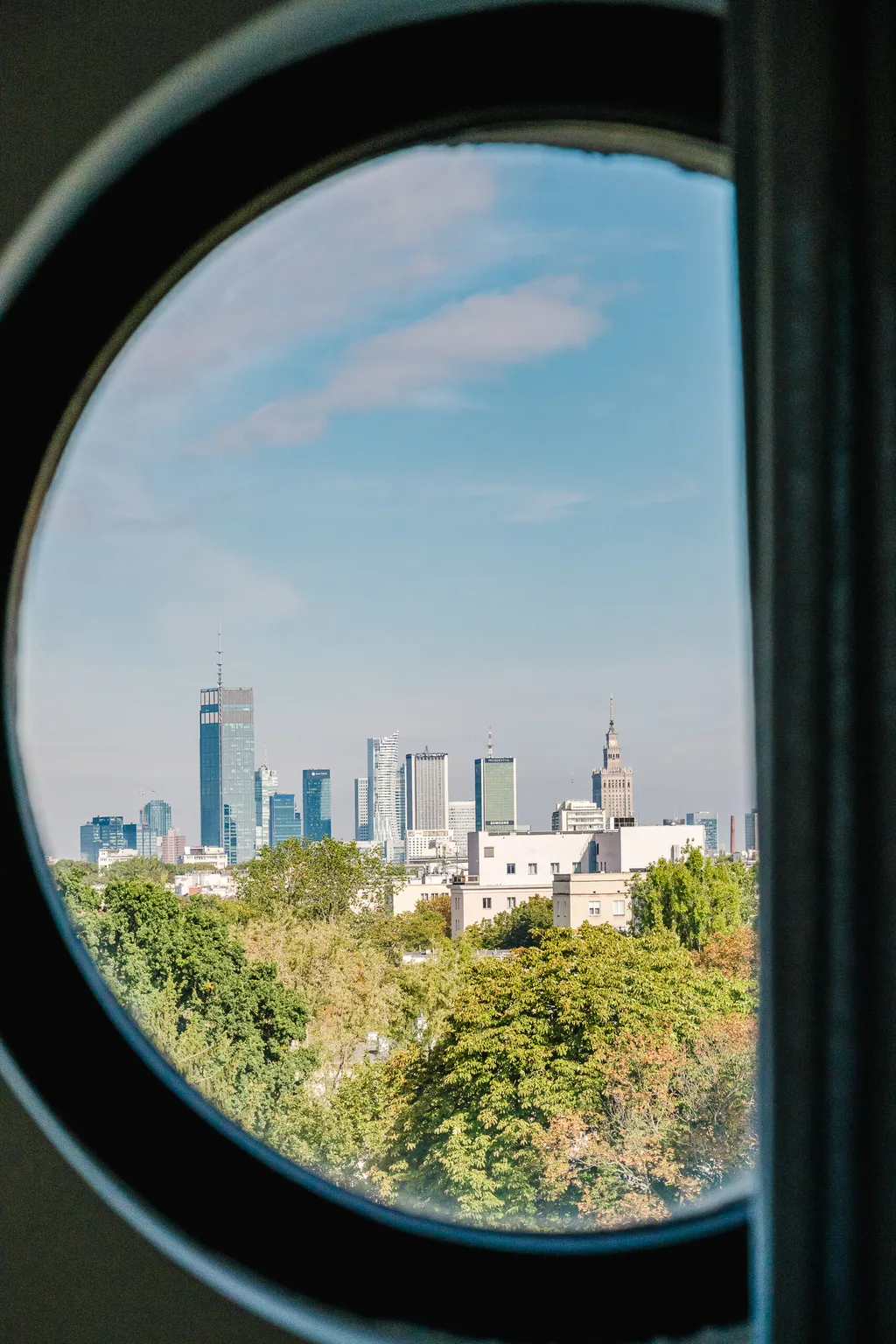 Frame from a penthouse with a city panorama
