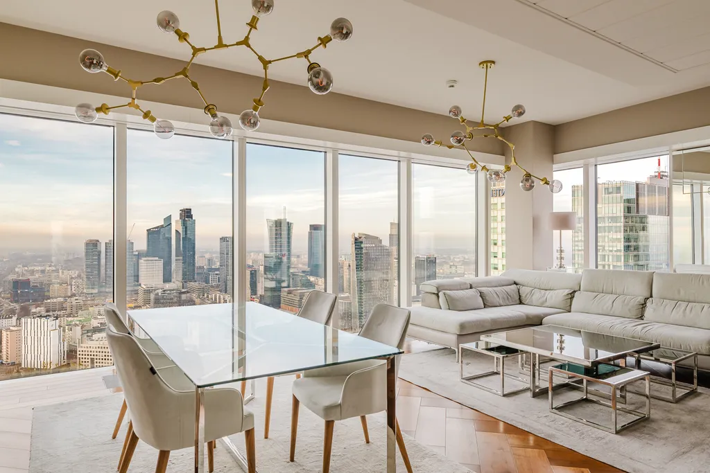 Frame from a high-rise apartment with a downtown panorama