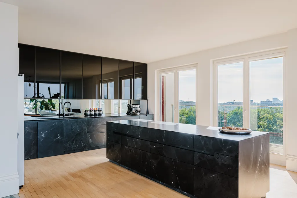 Frame from a penthouse with a city panorama