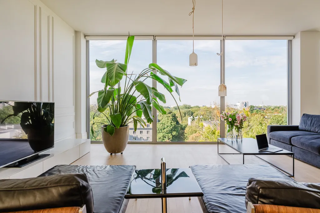 Frame from a penthouse with a city panorama