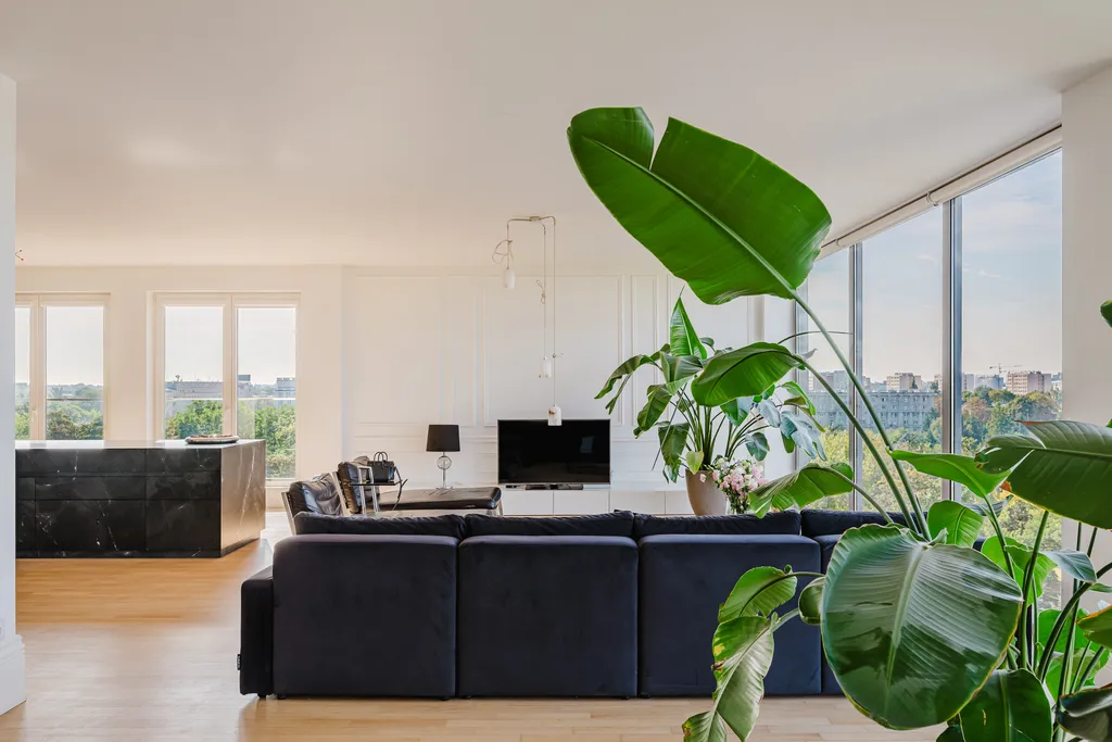 Frame from a penthouse with a city panorama