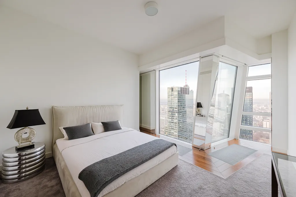 Frame from a high-rise apartment with a downtown panorama