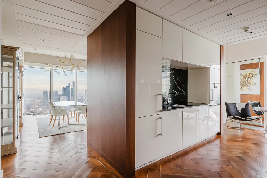 Frame from a high-rise apartment with a downtown panorama