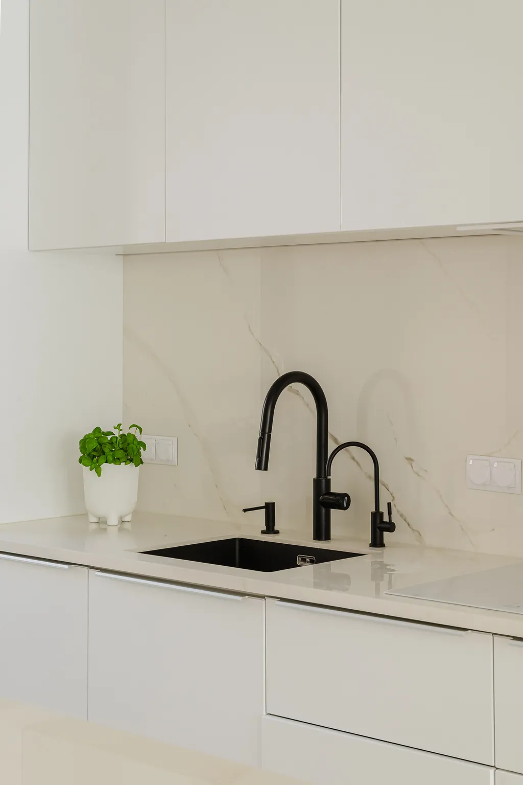 Detail from a white two-level apartment