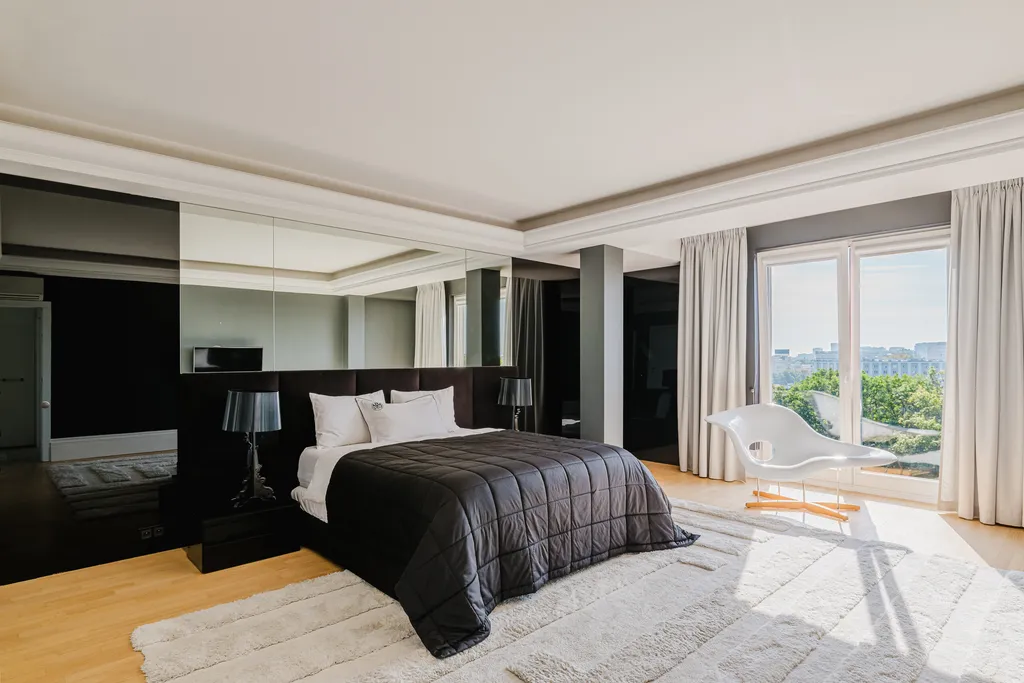 Frame from a penthouse with a city panorama