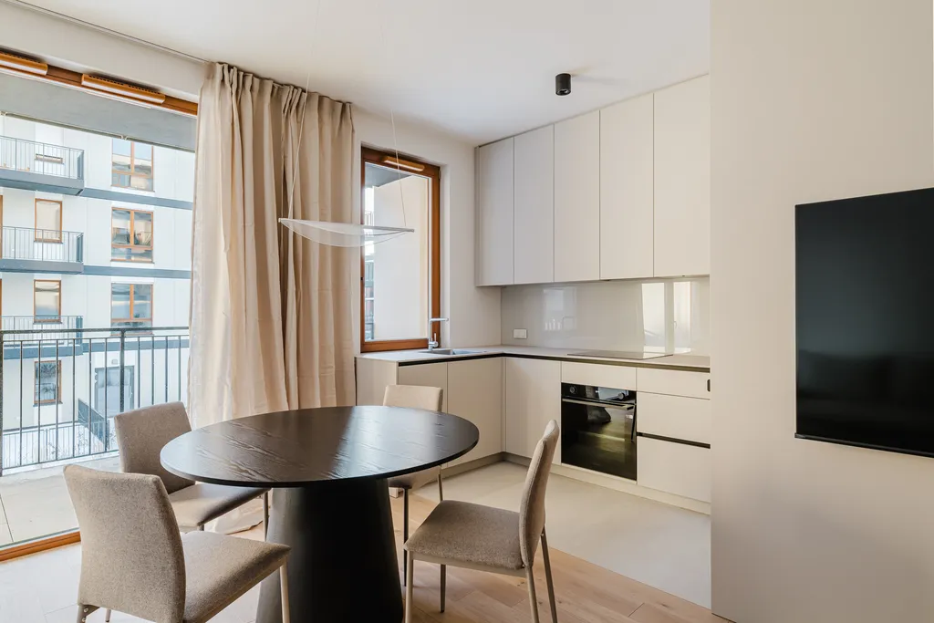 Frame from an apartment in warm beige and sand