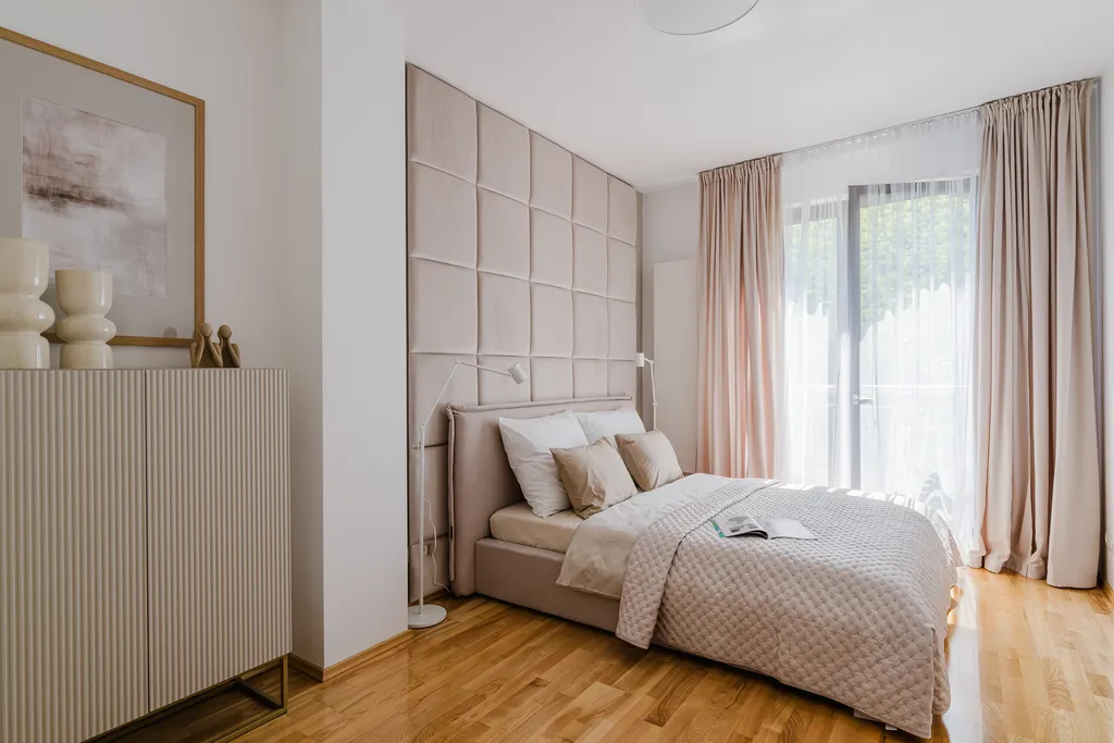 Frame from an apartment in sage and beige