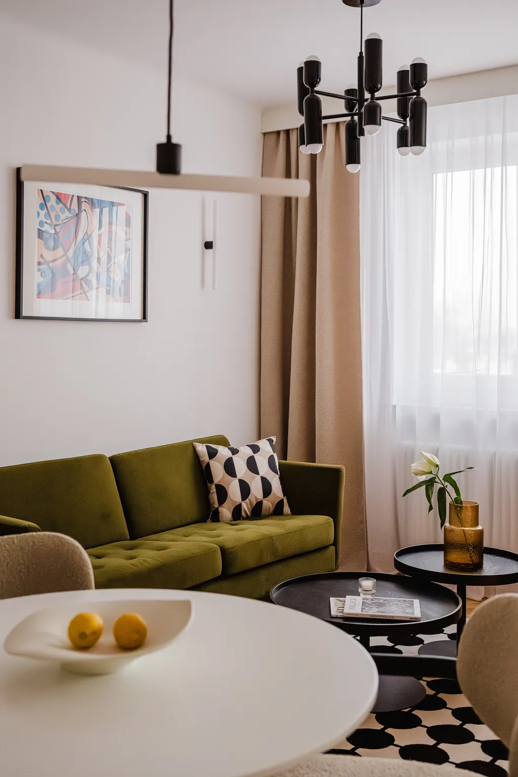 Frame from an eclectic retro-style apartment