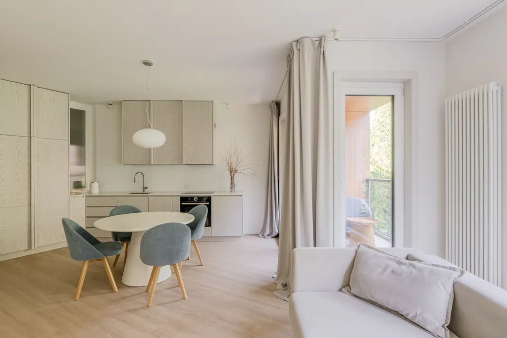 Frame from a calm apartment in pale oak