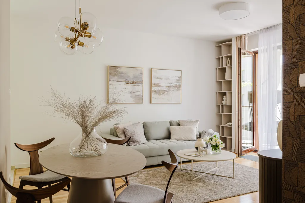 Frame from an apartment in sage and beige