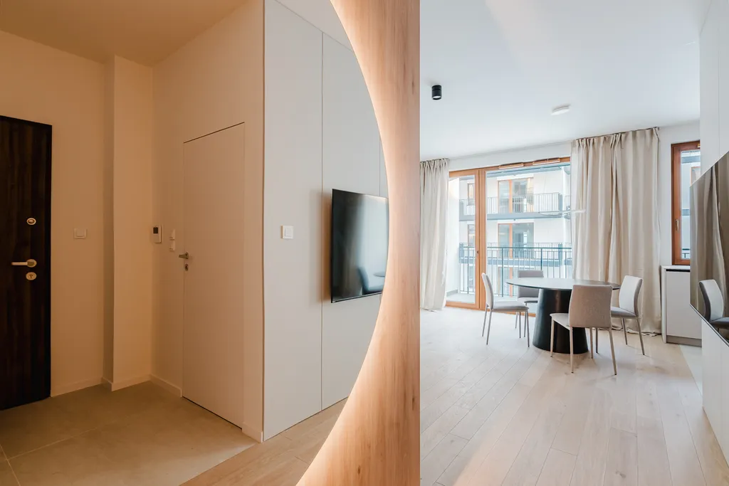 Frame from an apartment in warm beige and sand