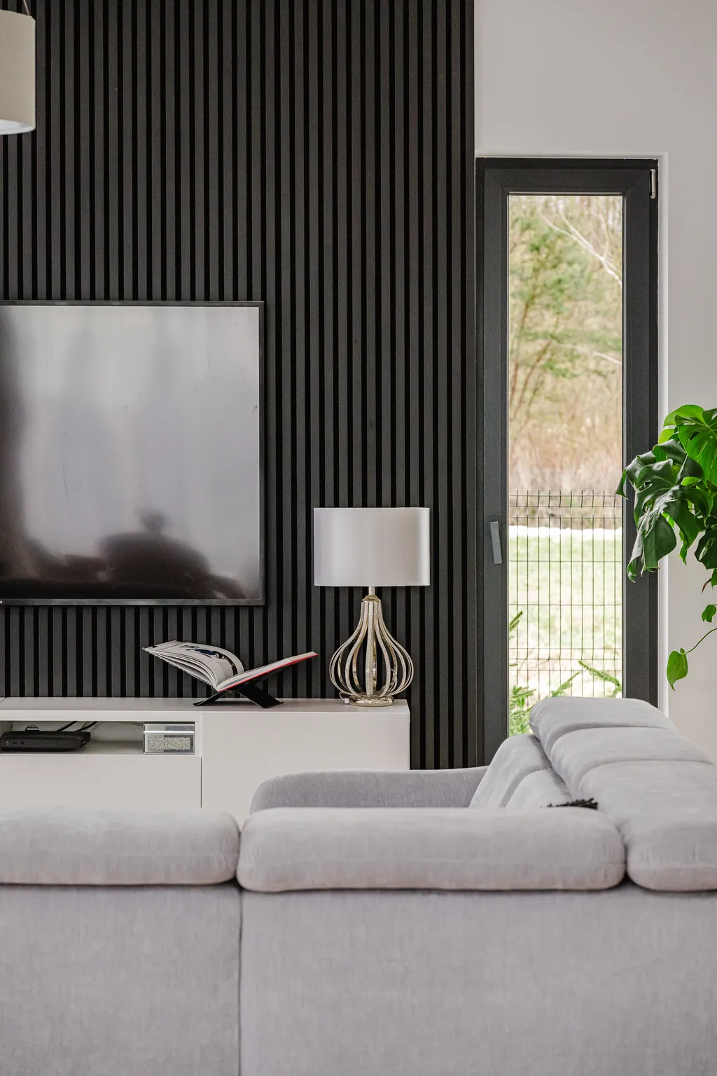 Frame from a white double-height house