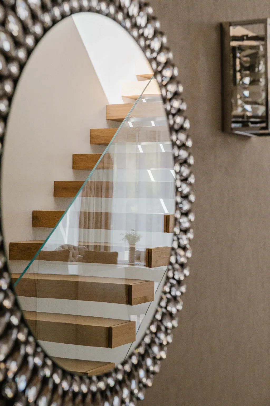 Detail from a white double-height house