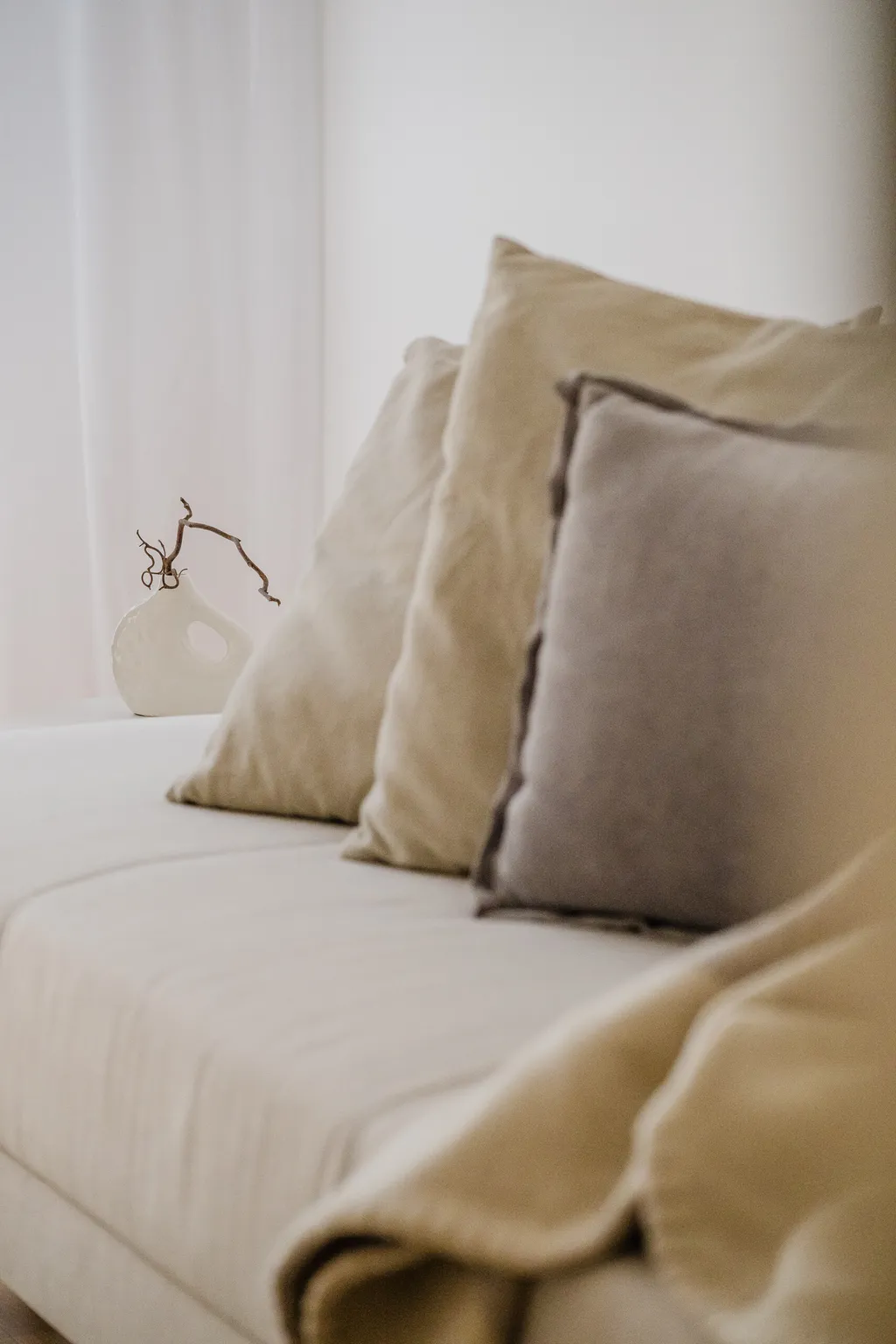 Detail from an apartment in sage and beige