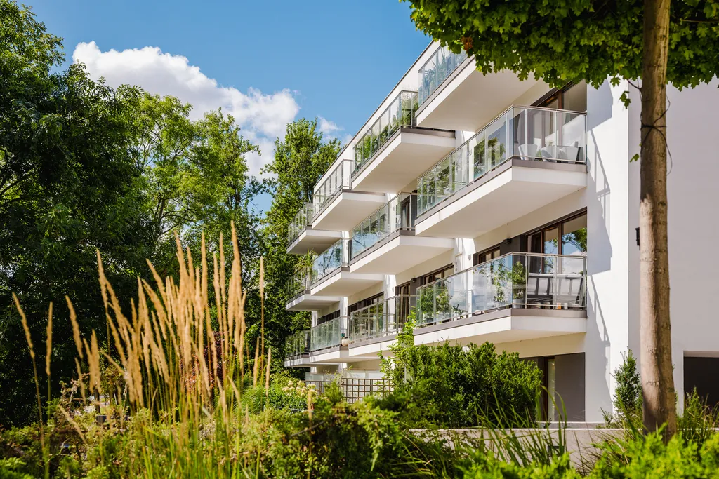 Frame from an apartment with a balcony and large plants