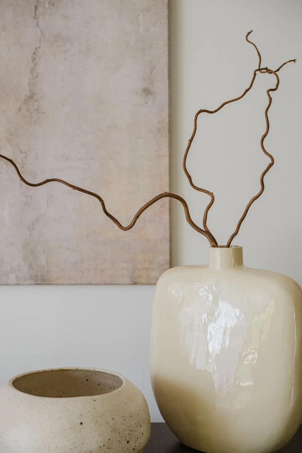 Detail from an apartment in sage and beige
